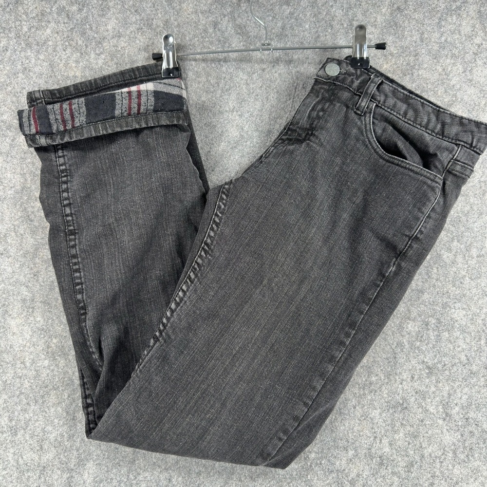 PrAna Jeans Womens 4 Gray Charcoal Wash Straight Leg‎ Flannel Lined Thermal